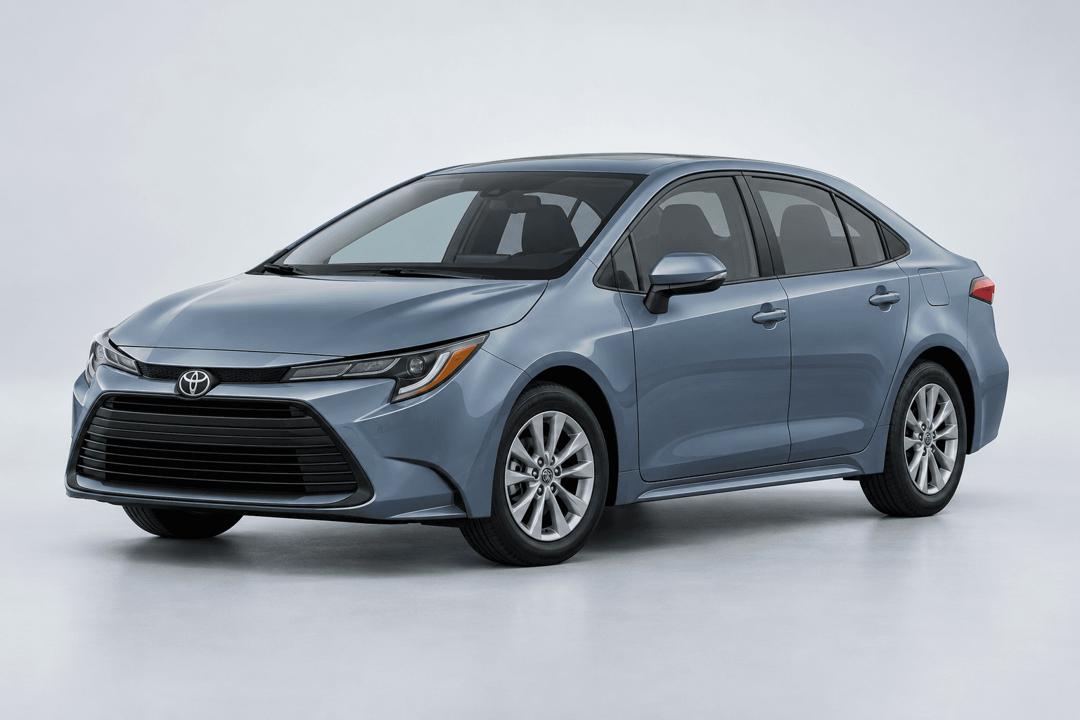 2026 Toyota Corolla LE in Celestite, three-quarter studio view with full vehicle contained in frame